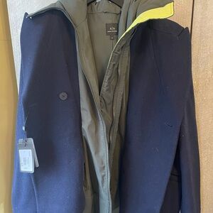 Armani Exchange Navy and Olive Trench Coat